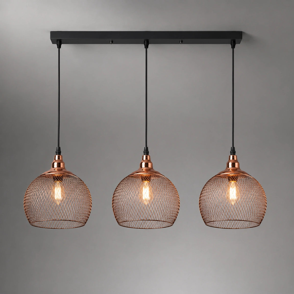 Lustre rond - grillagée dorée et noire
