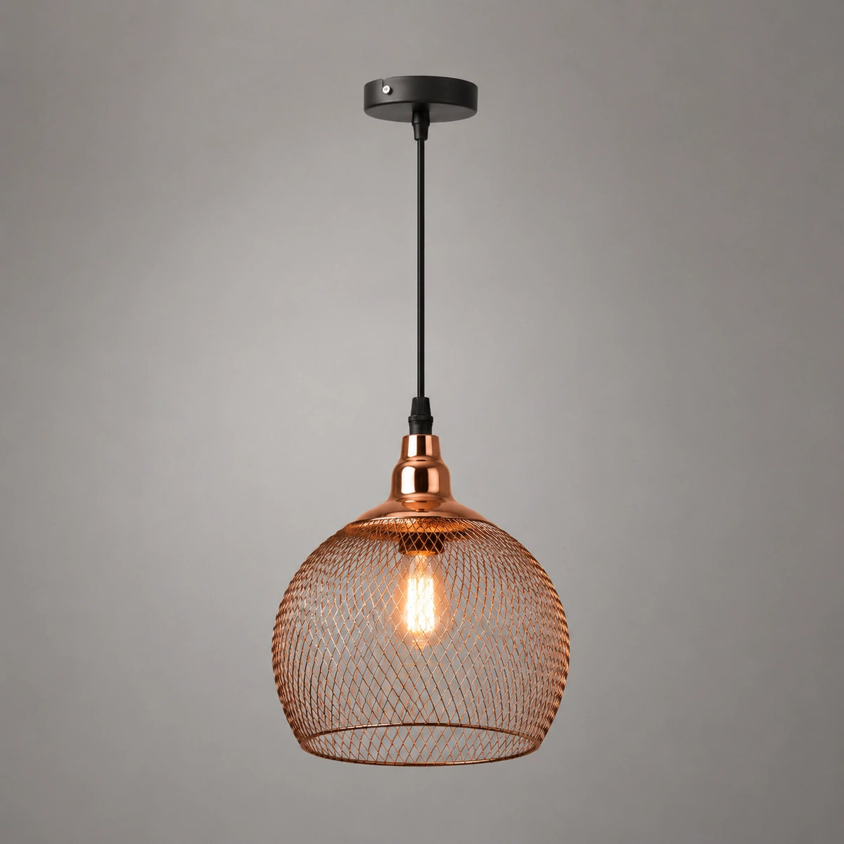 Lustre rond - grillagée dorée et noire