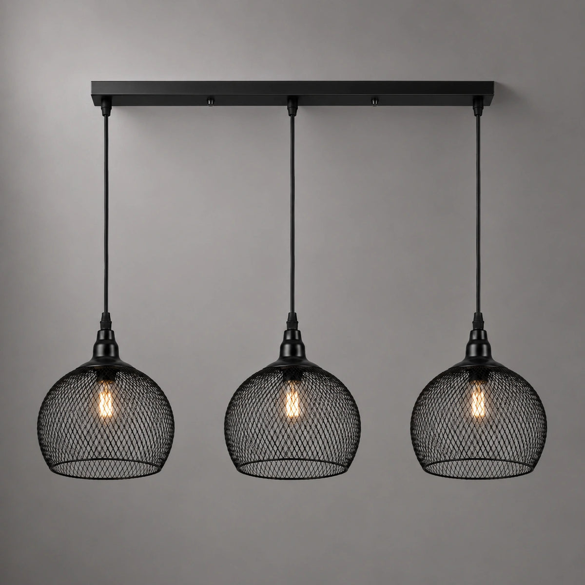 Lustre rond - grillagée dorée et noire