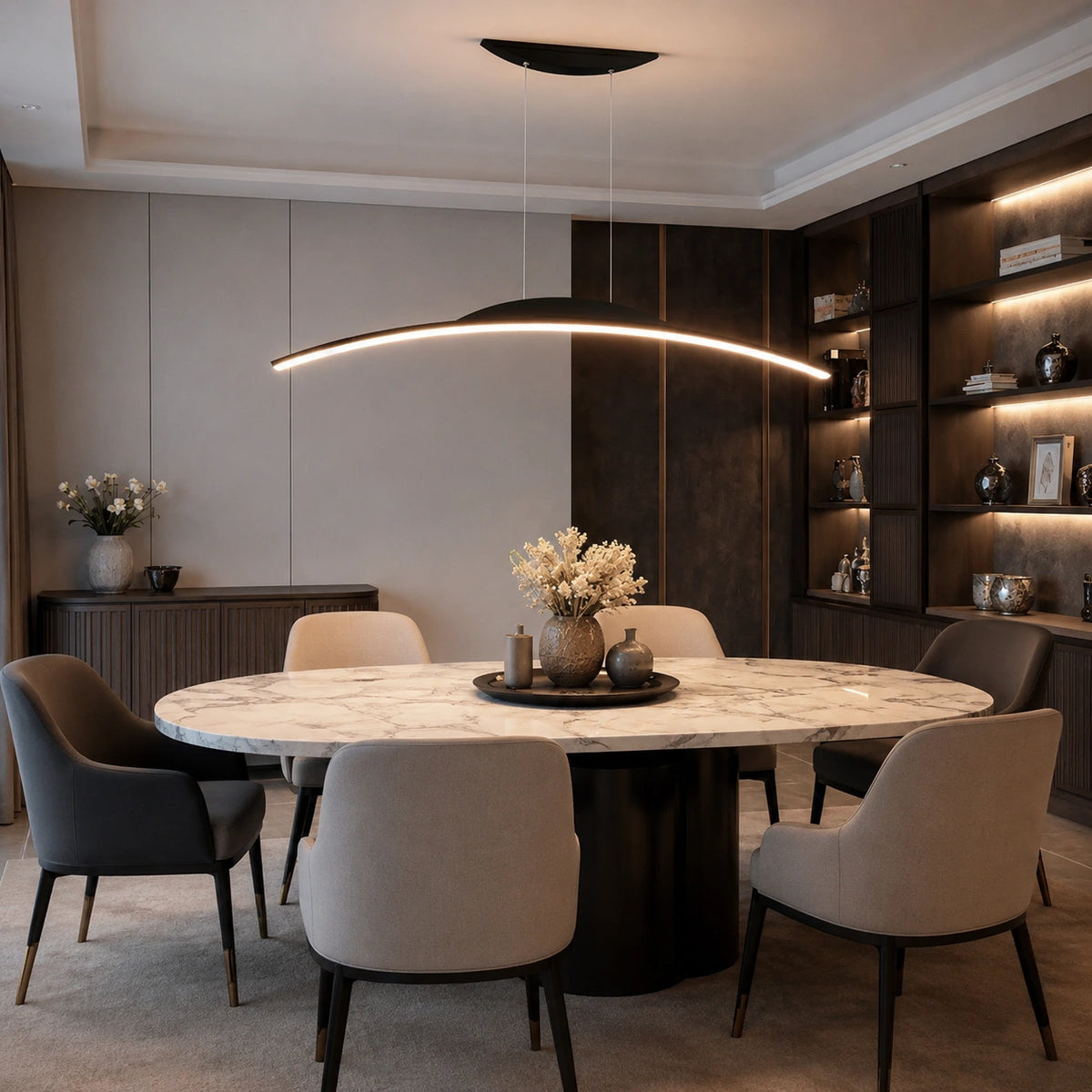 Lustre LED moderne noir –  design vague