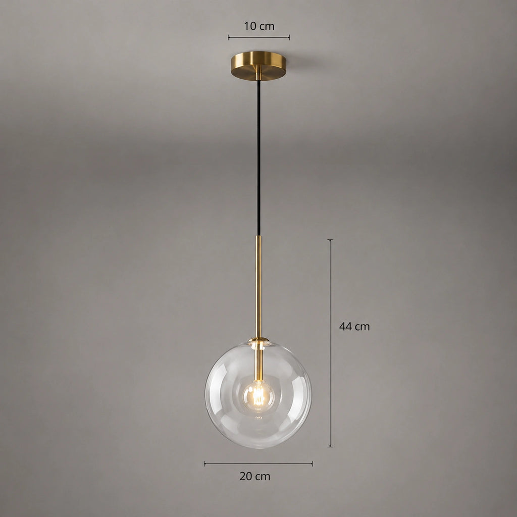 Suspension boule en verre - style contemporain