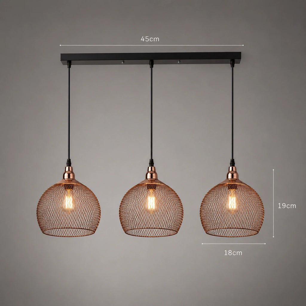 Lustre rond - grillagée dorée et noire