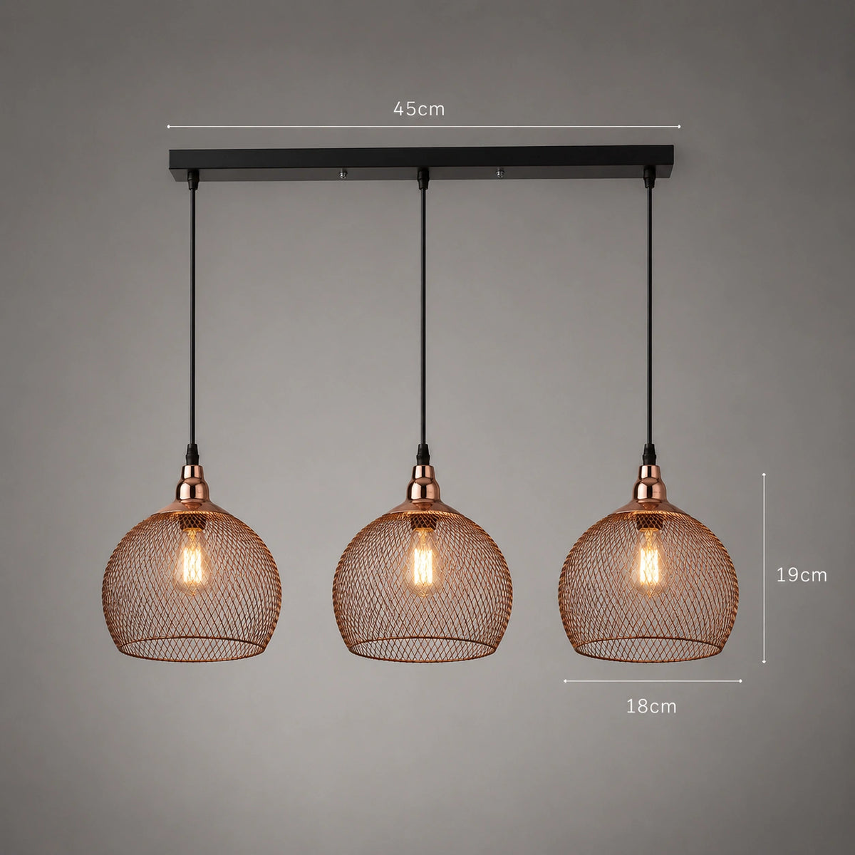 Lustre rond - grillagée dorée et noire