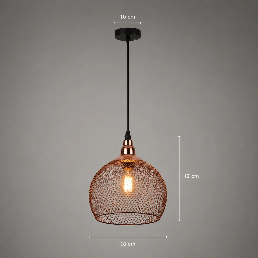 Lustre rond - grillagée dorée et noire