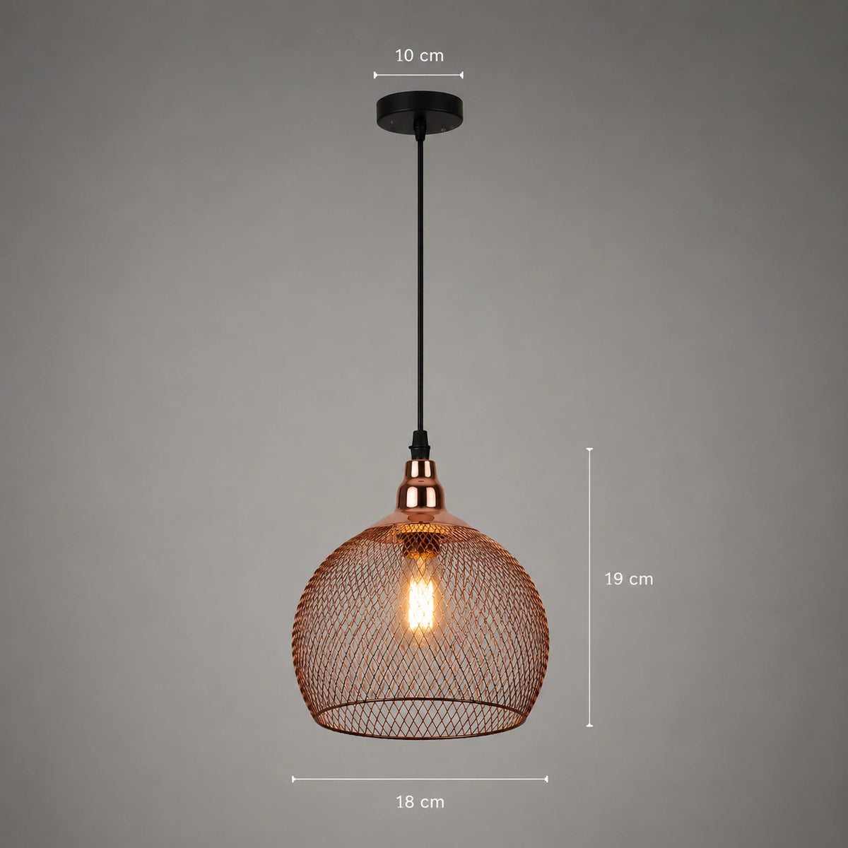 Lustre rond - grillagée dorée et noire