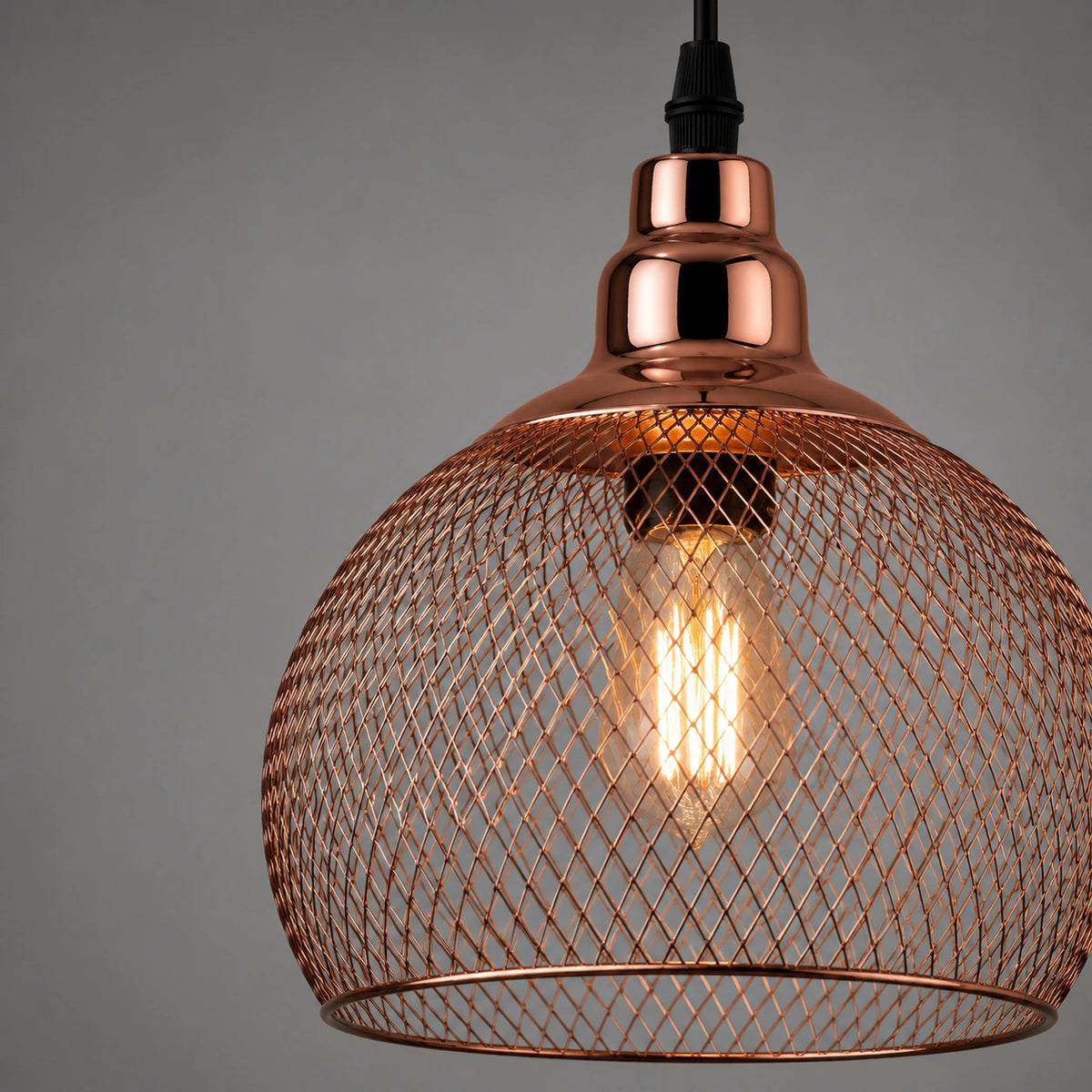 Lustre rond - grillagée dorée et noire