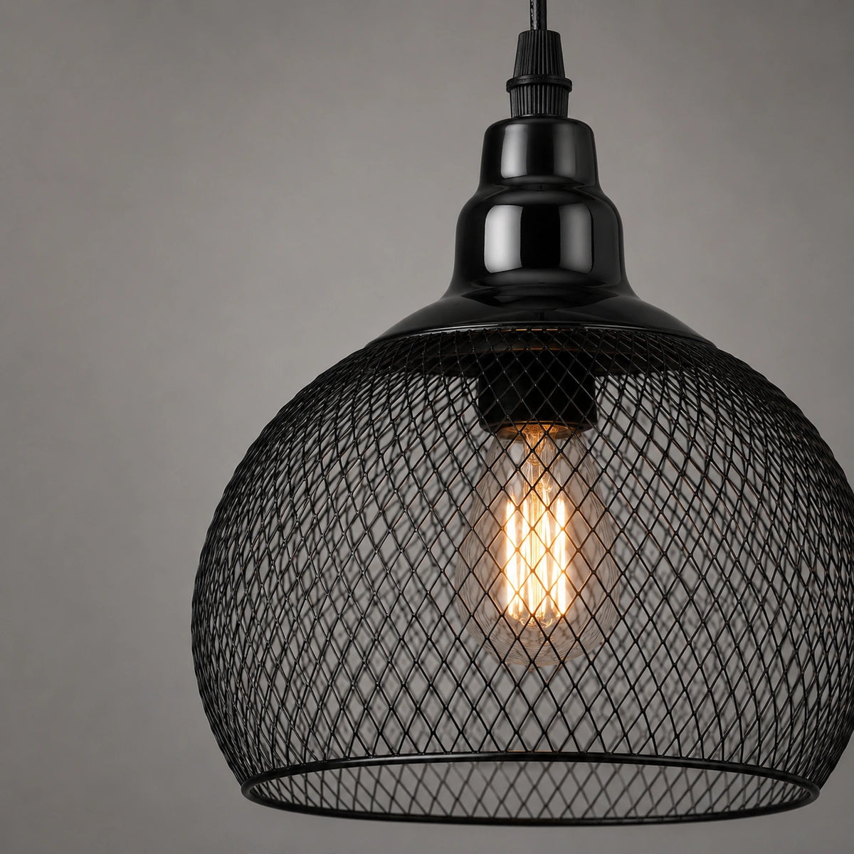 Lustre rond - grillagée dorée et noire