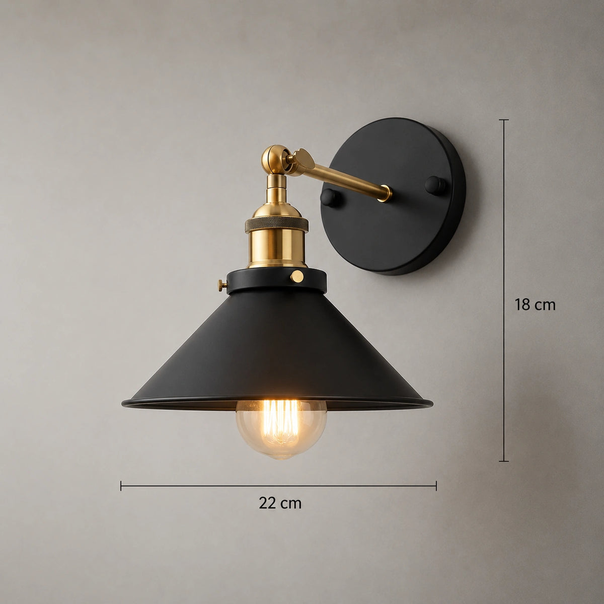 Applique murale industriel - Noir pour chambre, MIKO