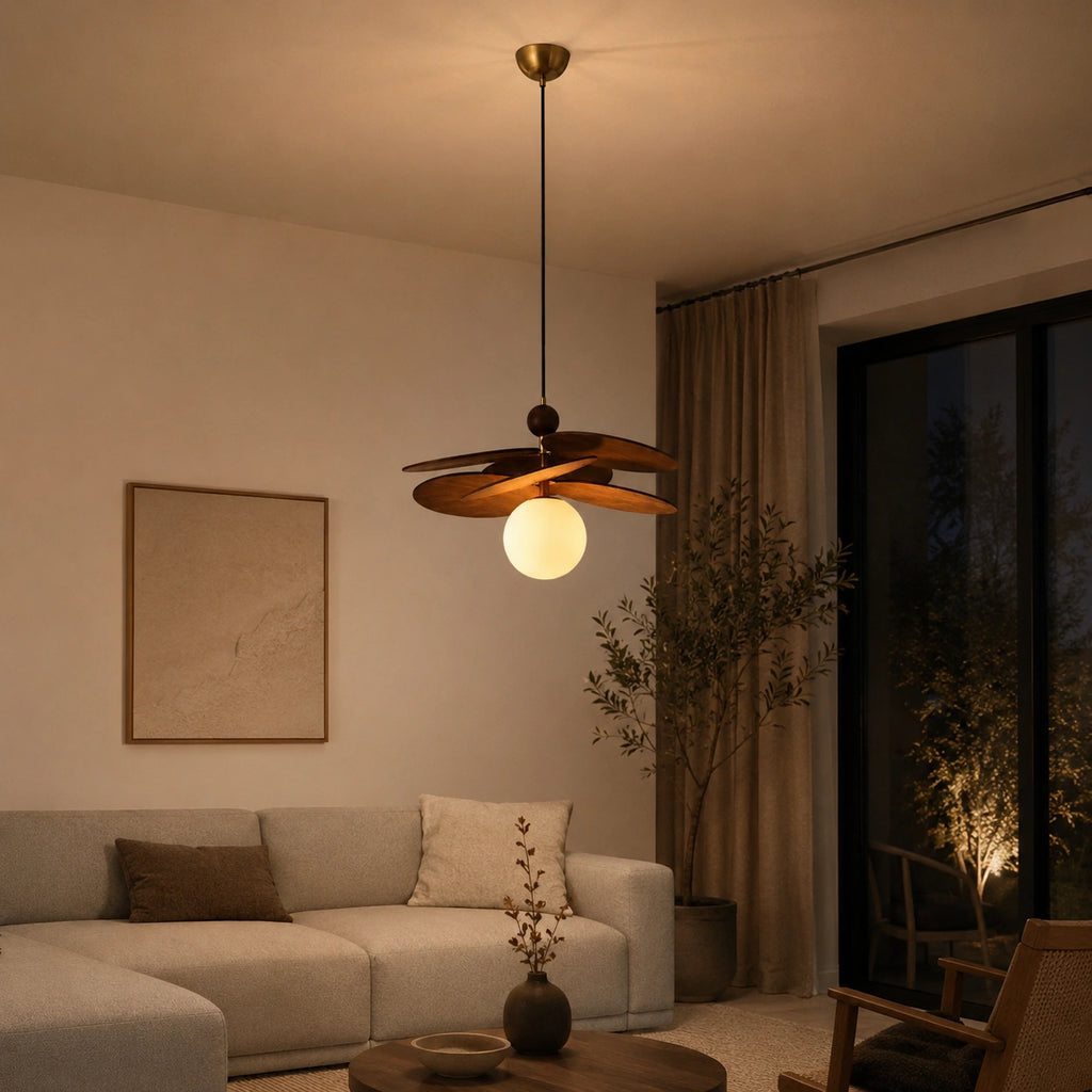 Suspension en bois moderne - Pétale brillante
