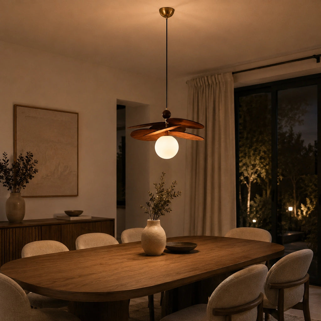 Suspension en bois moderne - Pétale brillante