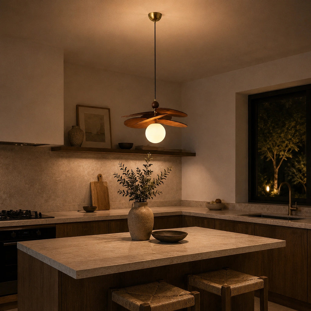 Suspension en bois moderne - Pétale brillante