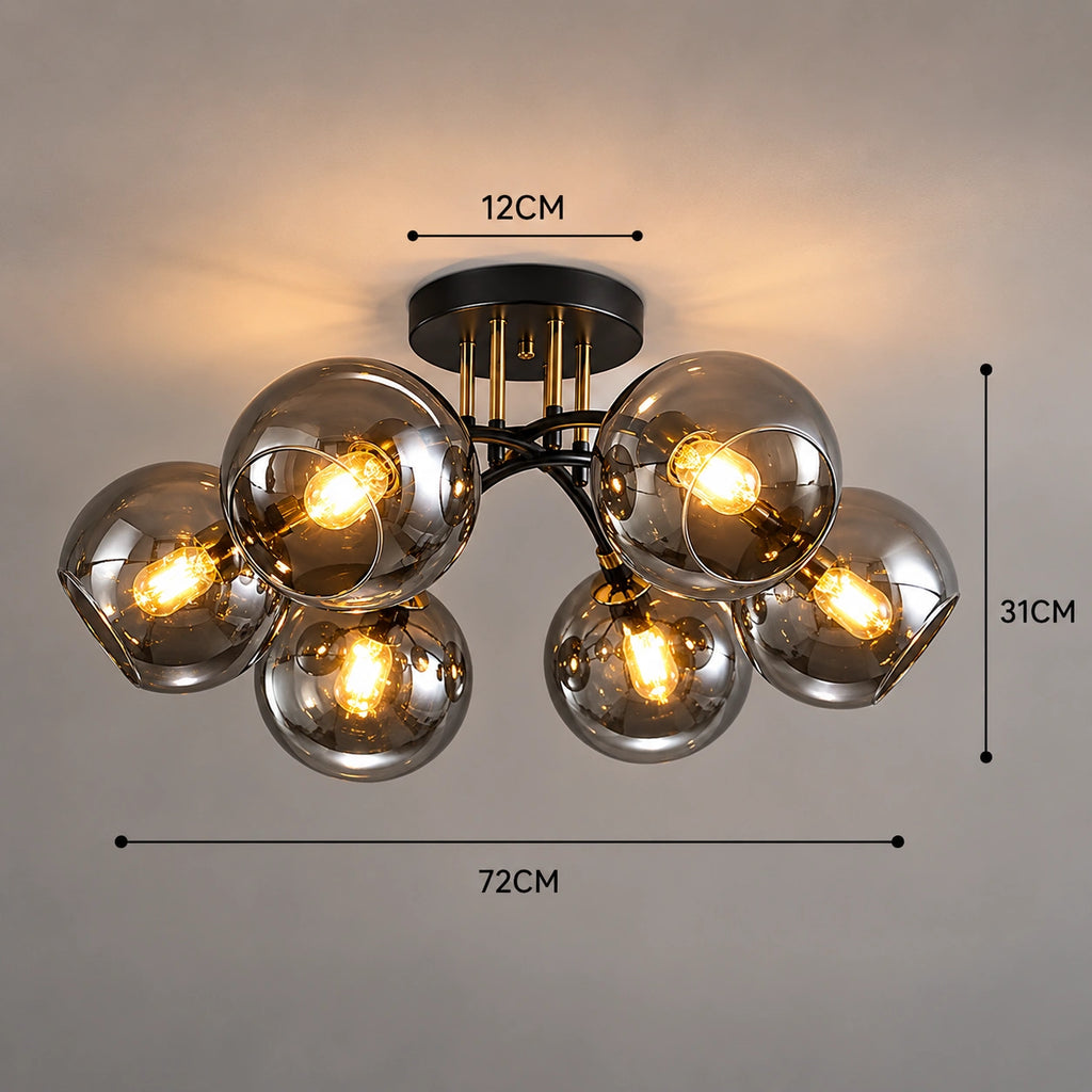 Plafonnier boule verre - fumé design
