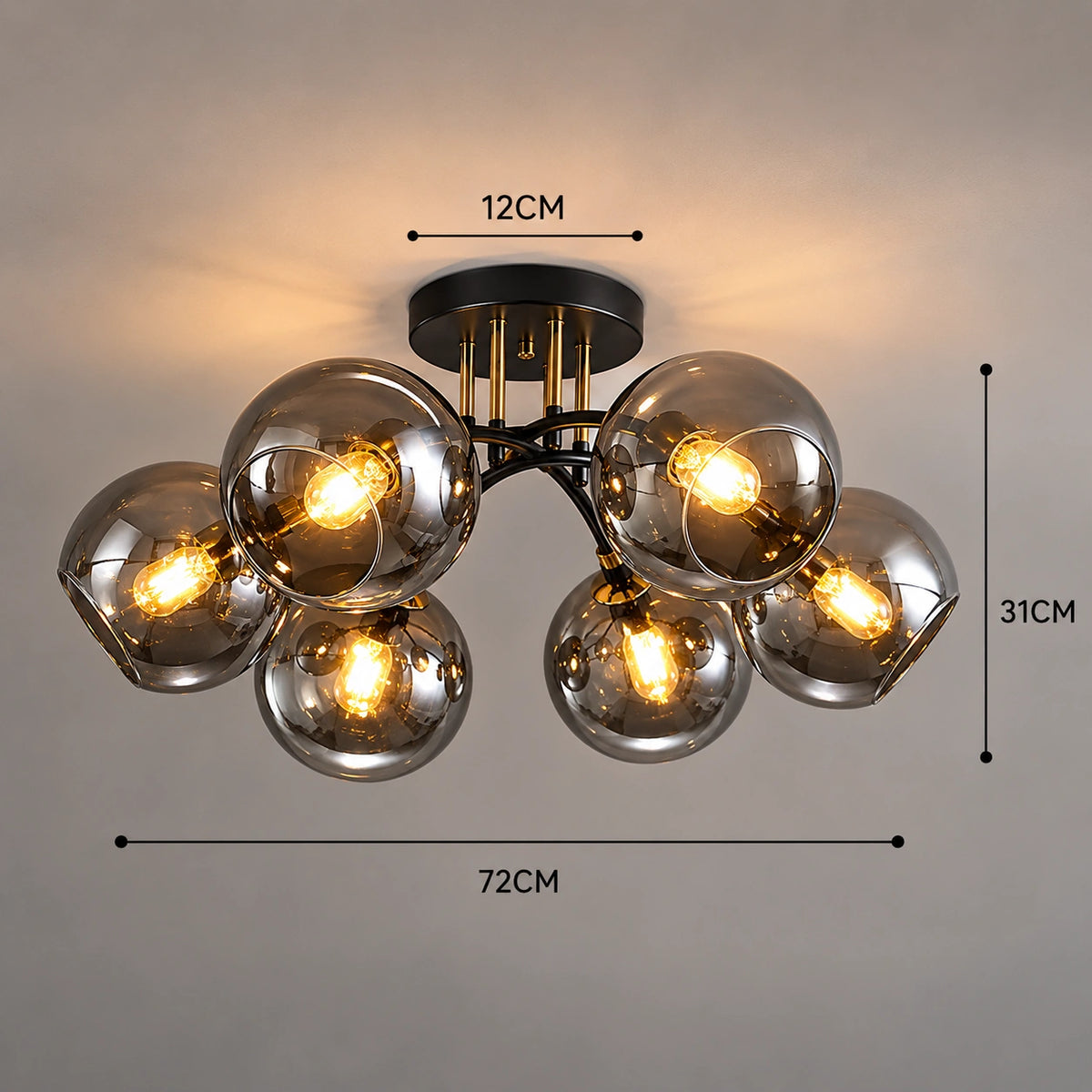 Plafonnier boule verre - fumé design