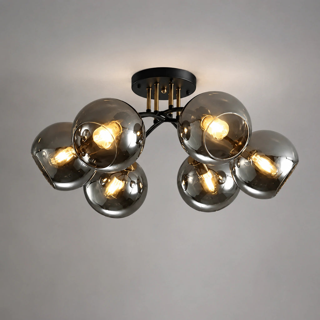 Plafonnier boule verre - fumé design