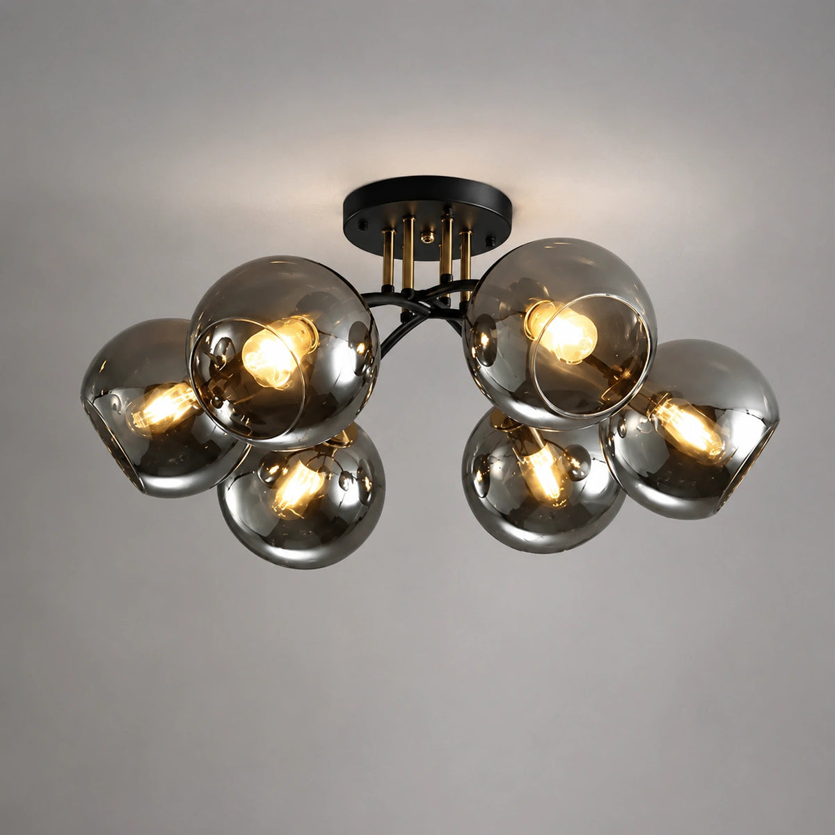 Plafonnier boule verre - fumé design