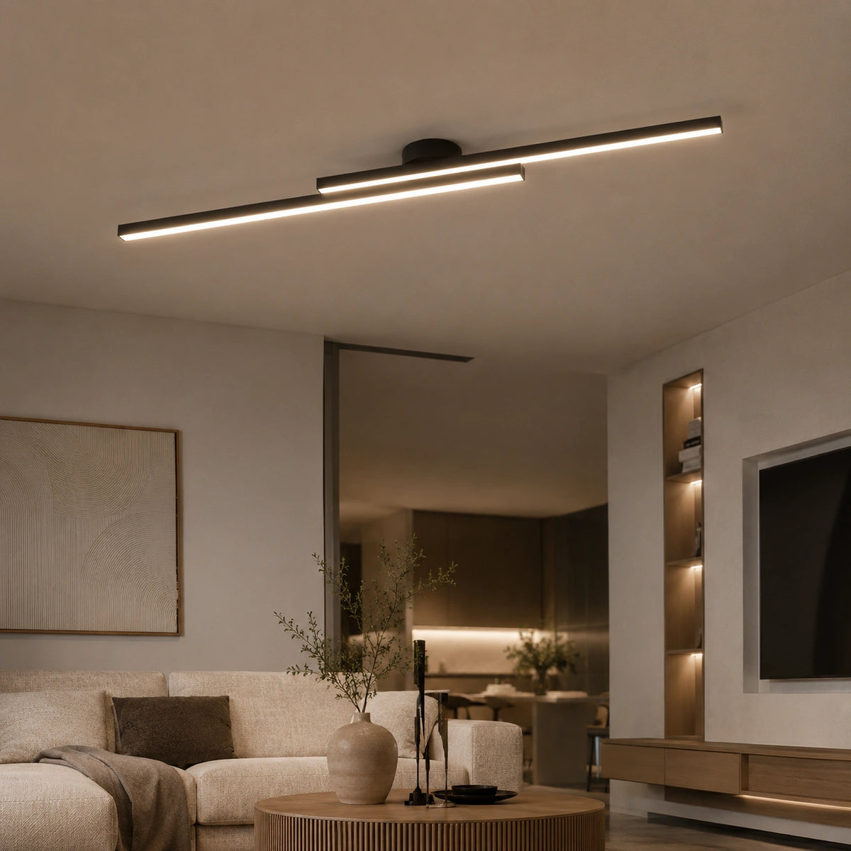 Plafonnier moderne - Barre Aluminium Noir et Blanc