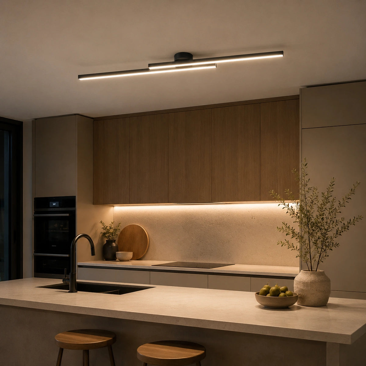 Plafonnier moderne - Barre Aluminium Noir et Blanc