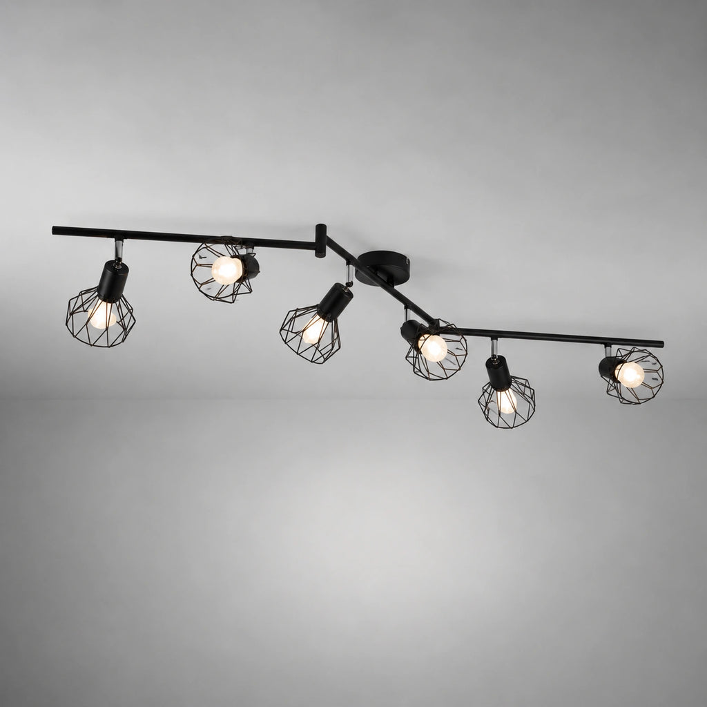 Plafonnier industriel | Spots Orientables Noir 3 à 6 Lumières Moderne