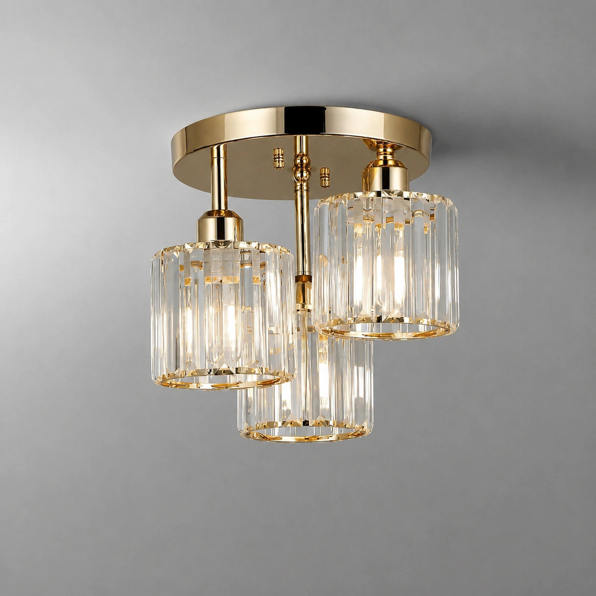 Plafonnier en verre doré - Élégant 3 point lumineux