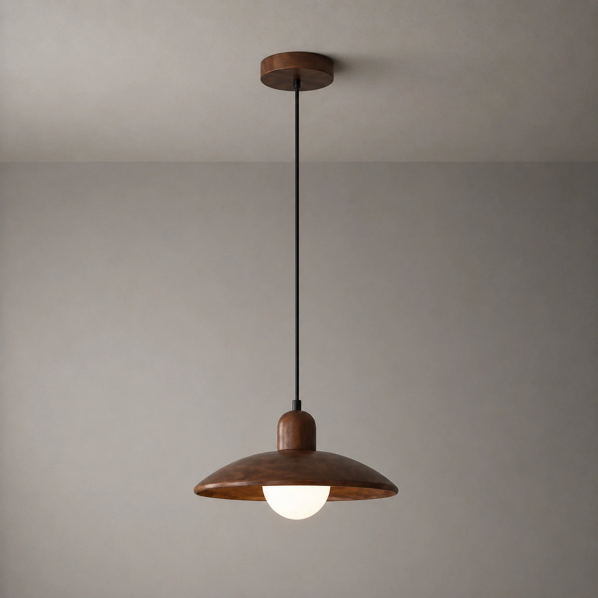 Lustre en bois - Soucoupe acajou