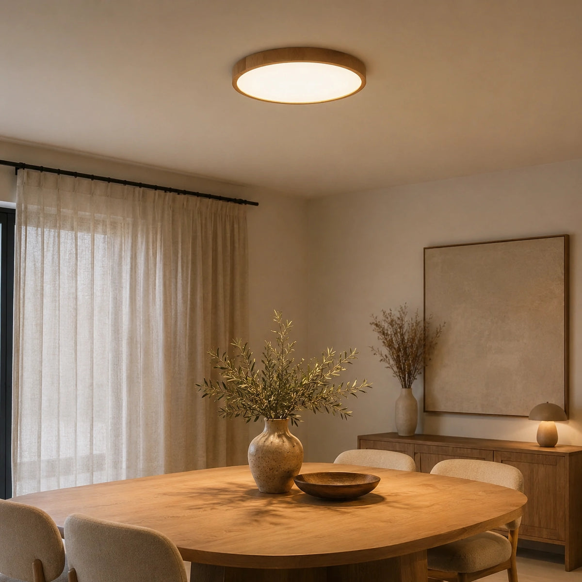 Plafonnier spot - Bois, acajou  Rond Ultra Fin