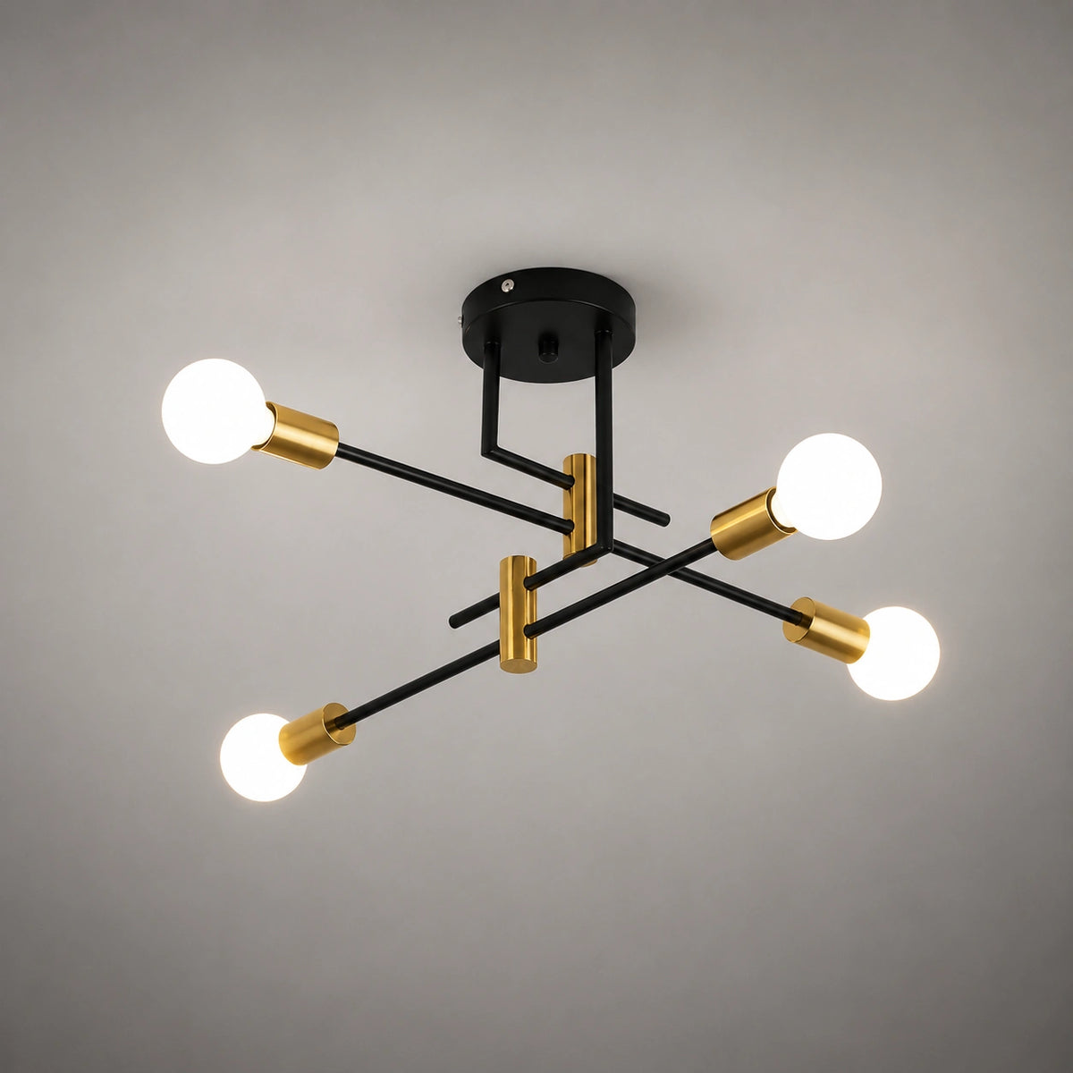 Lustre industriel - noir Sputnik et doré