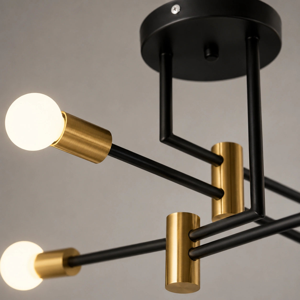 Lustre industriel - noir Sputnik et doré