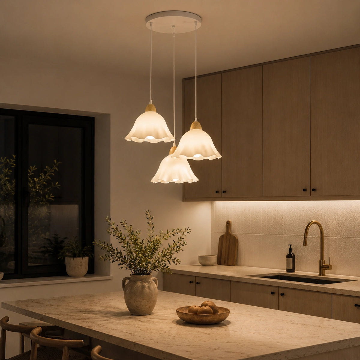 Lustre fleur - Suspension blanche Acrylique