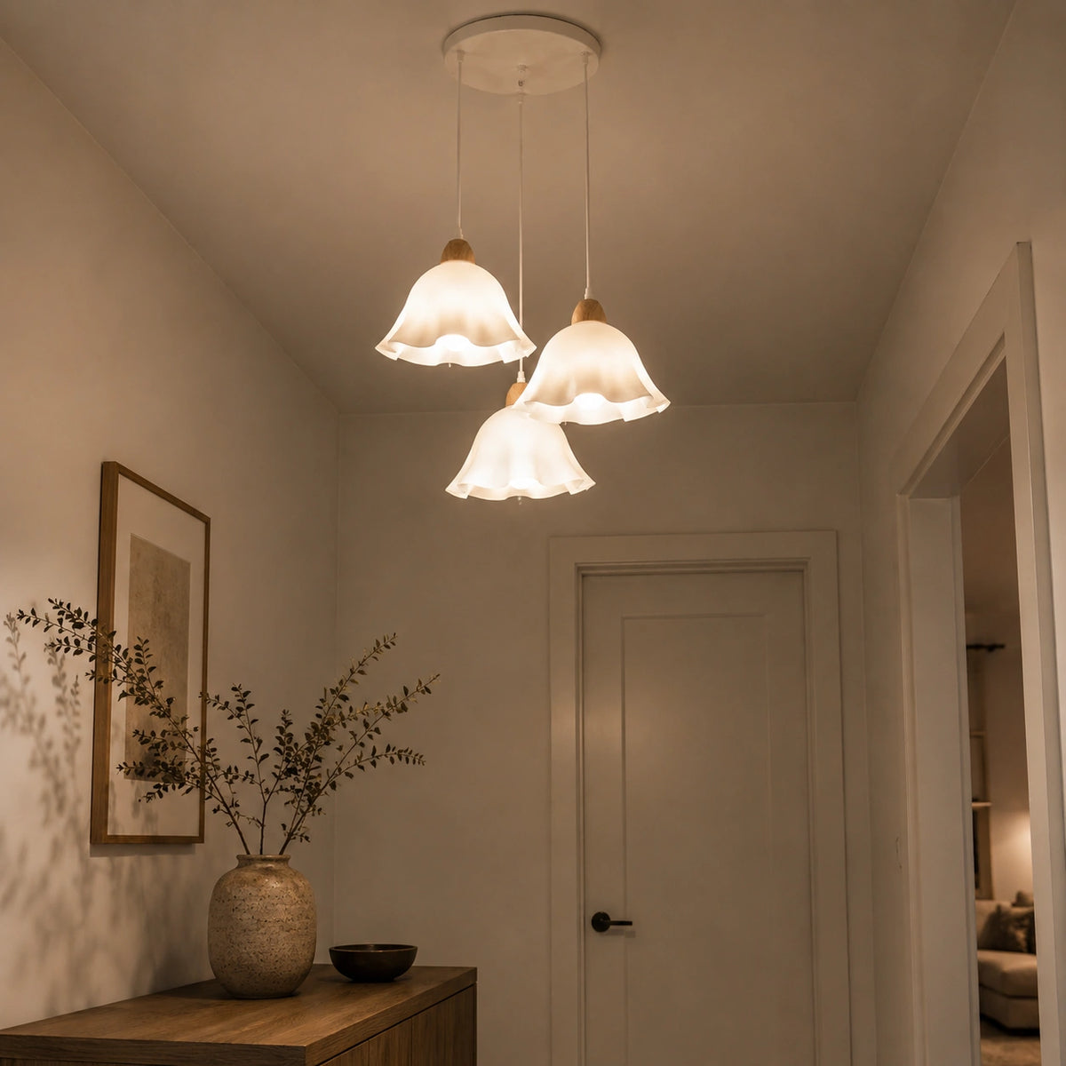 Lustre fleur - Suspension blanche Acrylique