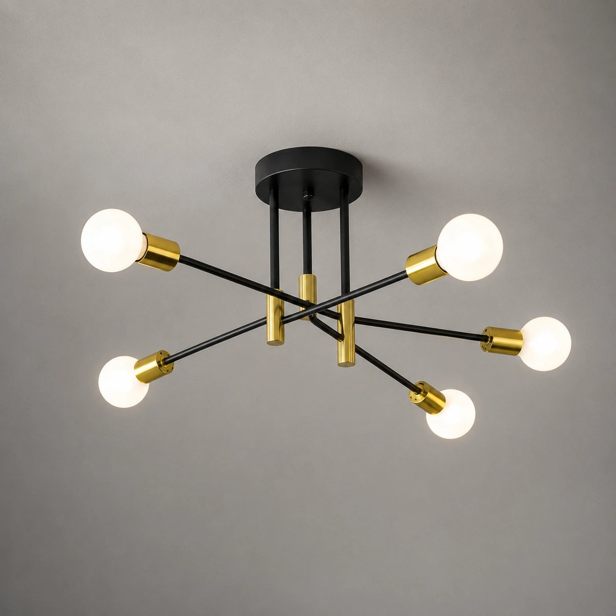 Lustre industriel - Noir 6 Lumières Moderne