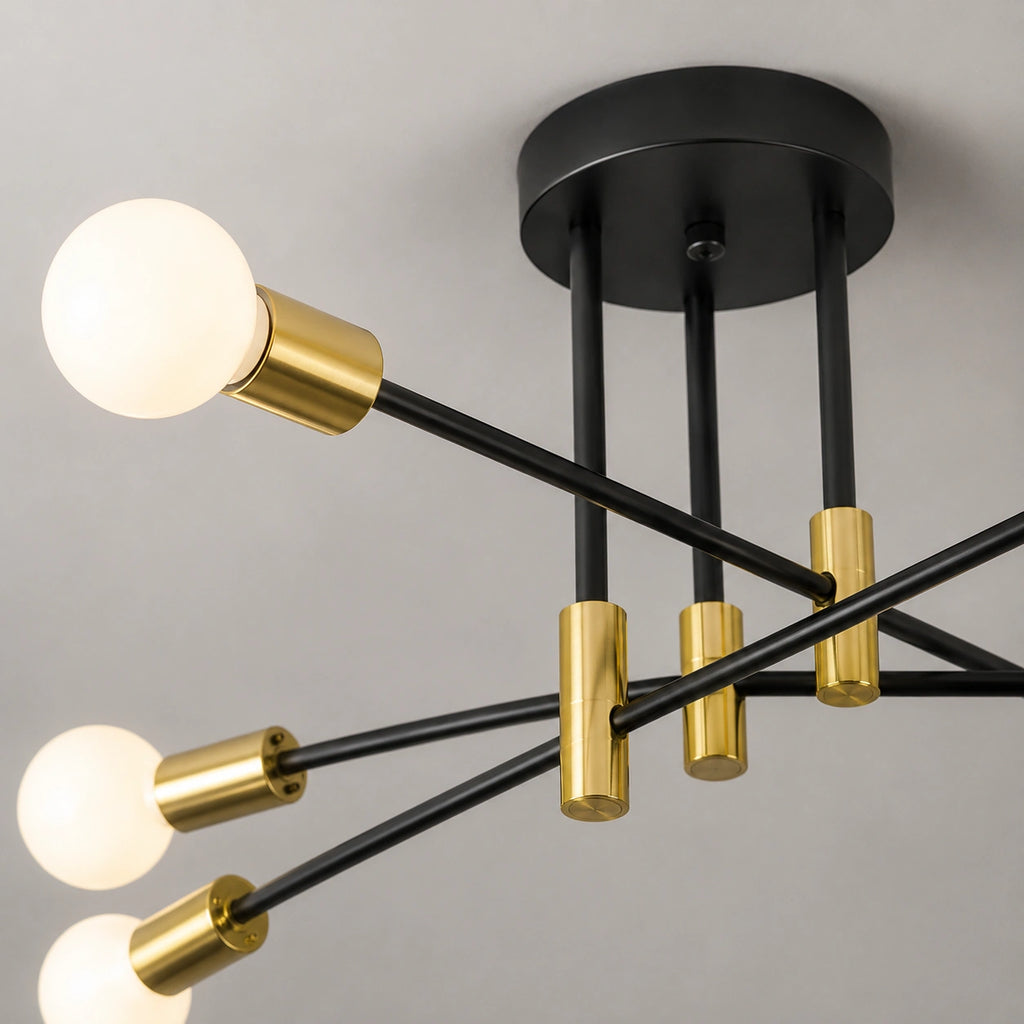 Lustre industriel - Noir 6 Lumières Moderne
