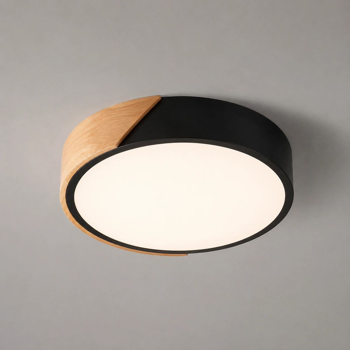 Plafonnier spot - Rond Moderne Bois, Lumière Blanche