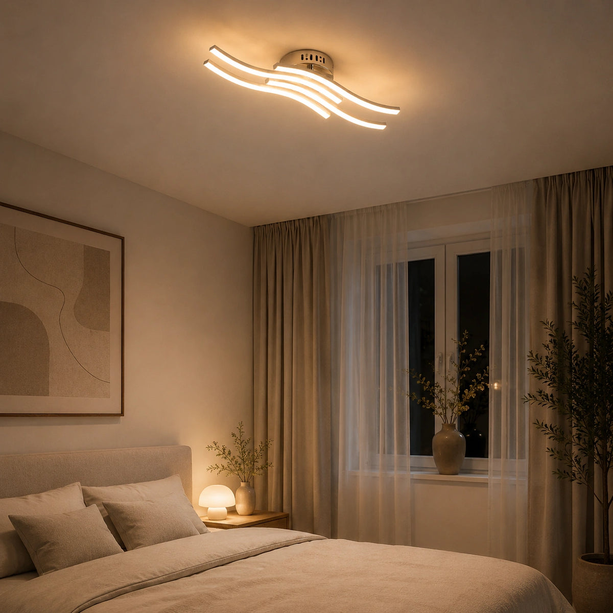 Plafonnier LED |  Vague Moderne 24W Lumière Naturelle | cuisine salon chambre