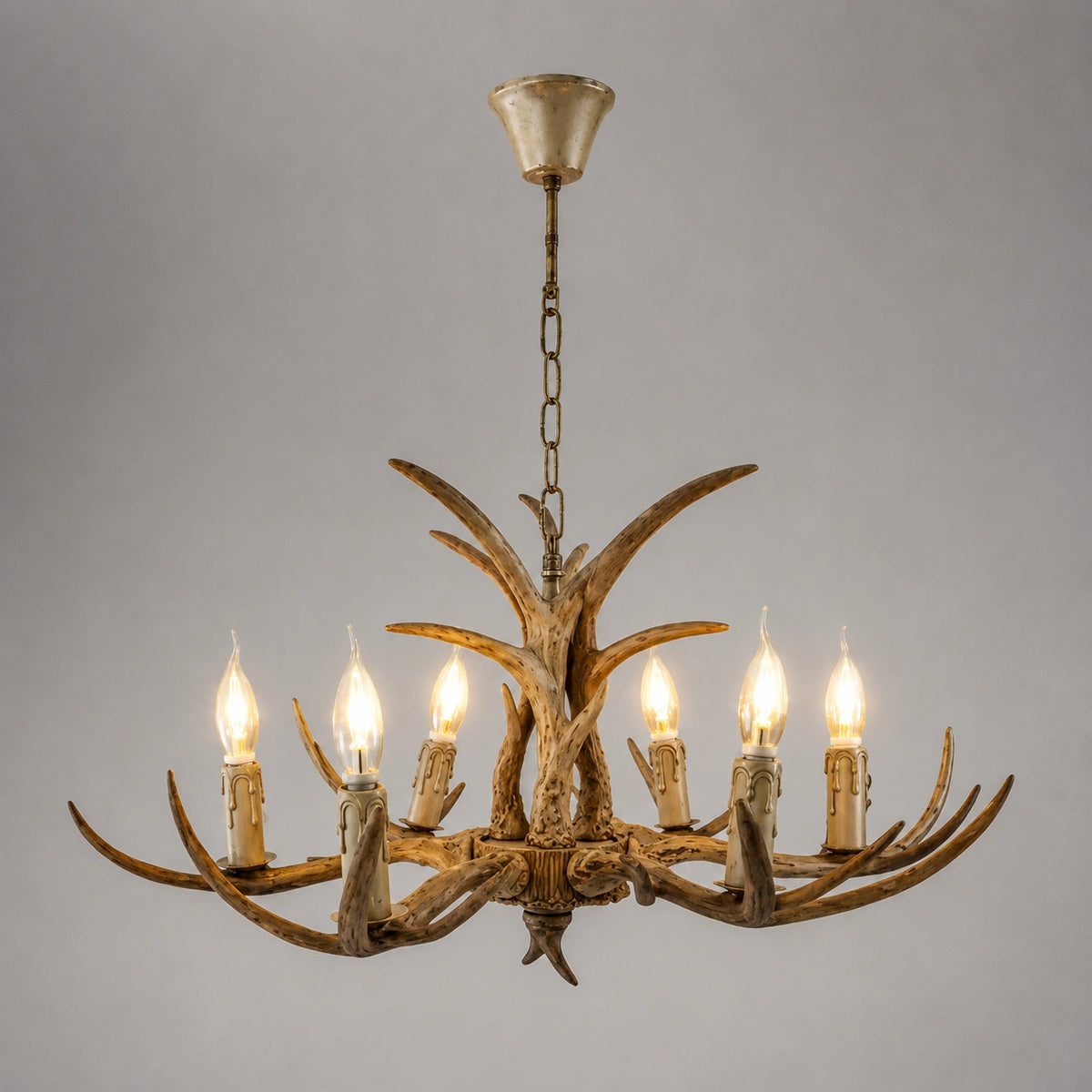 Lustre bois de cerf - Style Rustique 6 Têtes