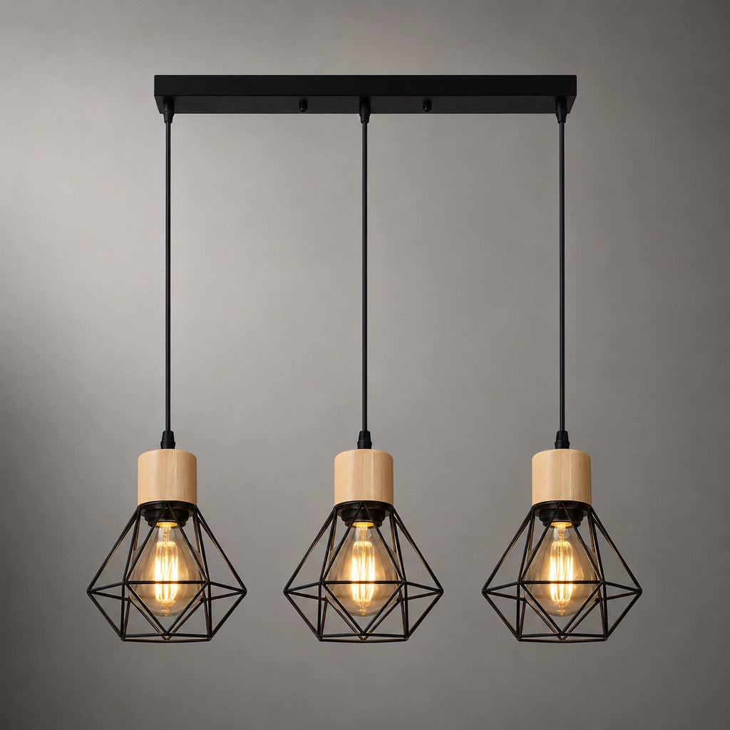 Lustre LED | Suspension Industrielle Grillage Rectangulaire