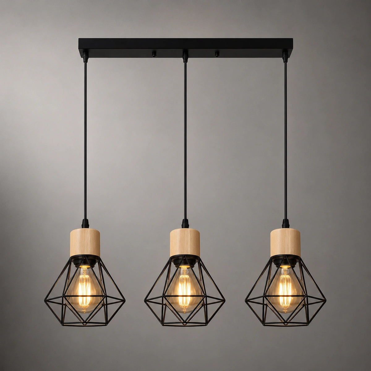 Lustre LED | Suspension Industrielle Grillage Rectangulaire