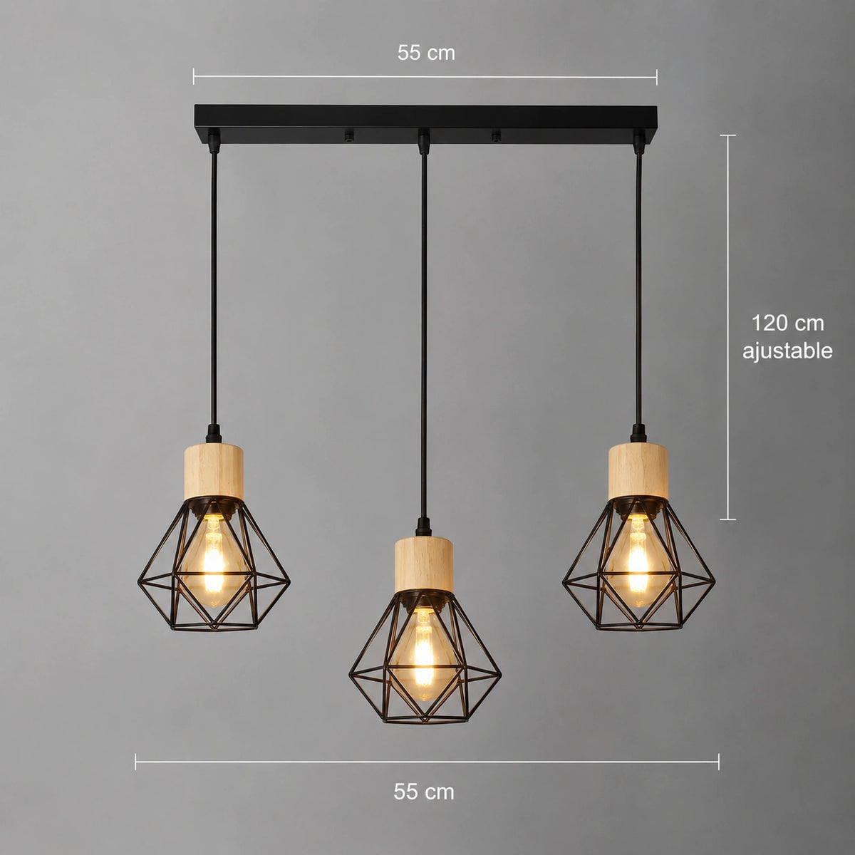 Lustre LED | Suspension Industrielle Grillage Rectangulaire