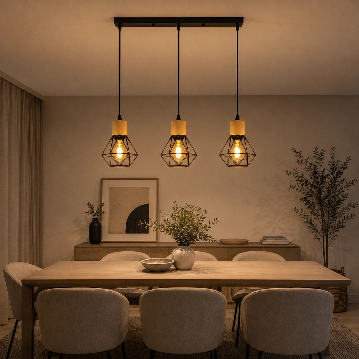 Lustre LED | Suspension Industrielle Grillage Rectangulaire