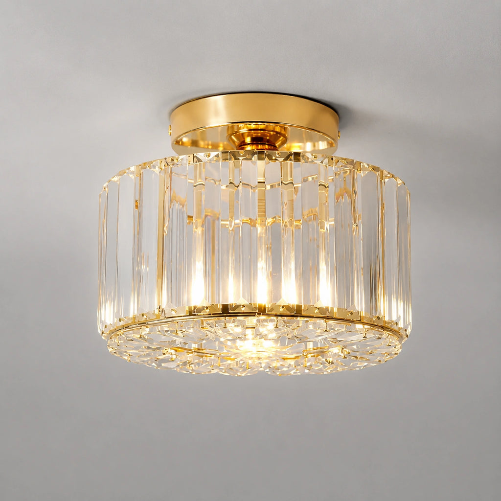 Plafonnier LED | Cristal Doré Style Moderne Élégant