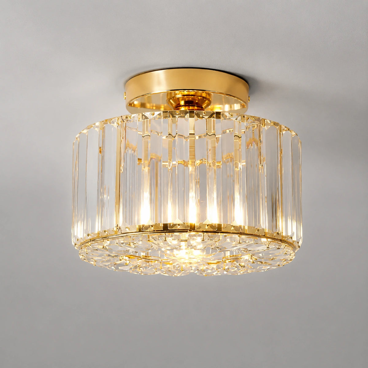 Plafonnier LED | Cristal Doré Style Moderne Élégant