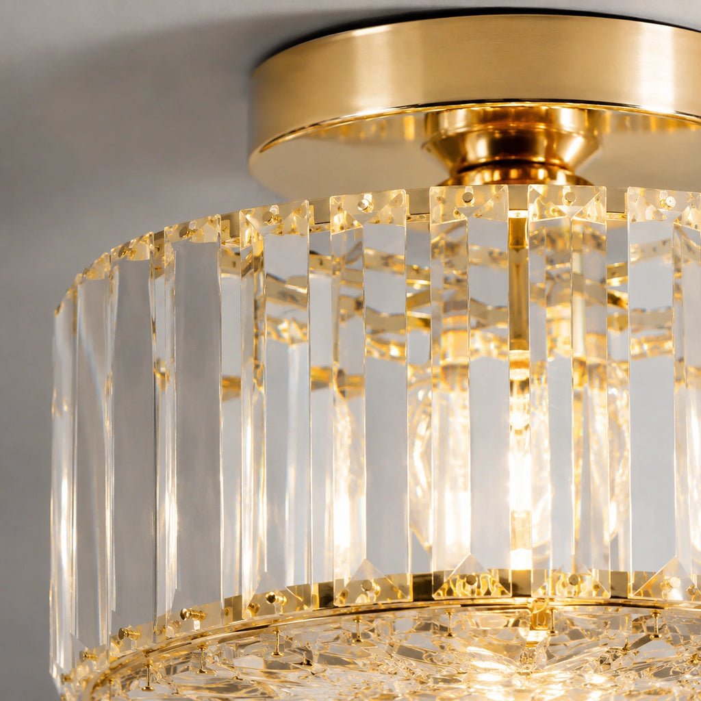Plafonnier LED | Cristal Doré Style Moderne Élégant