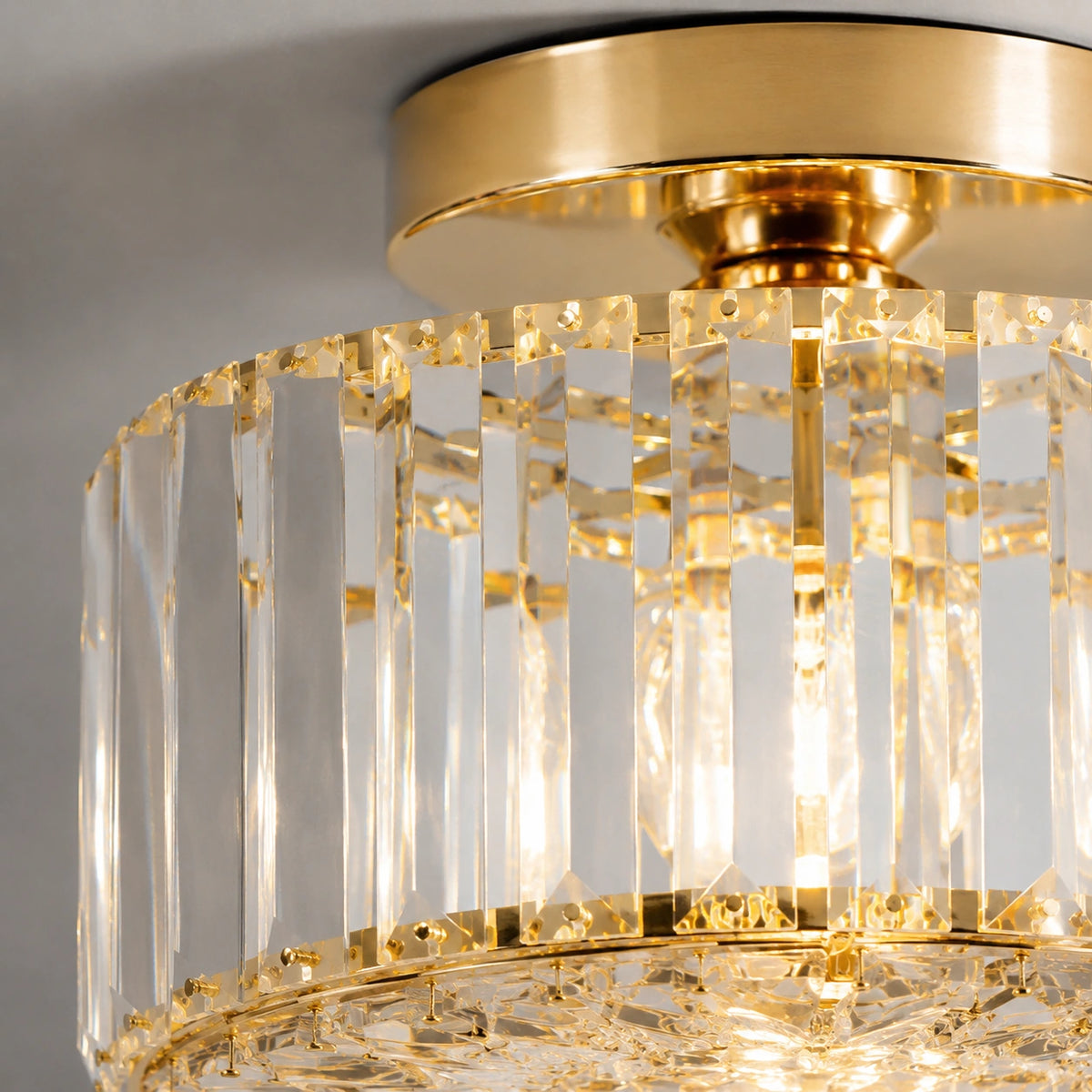 Plafonnier LED | Cristal Doré Style Moderne Élégant