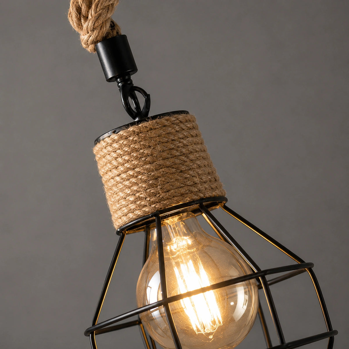 Suspension Bois & Corde Vintage Industriel