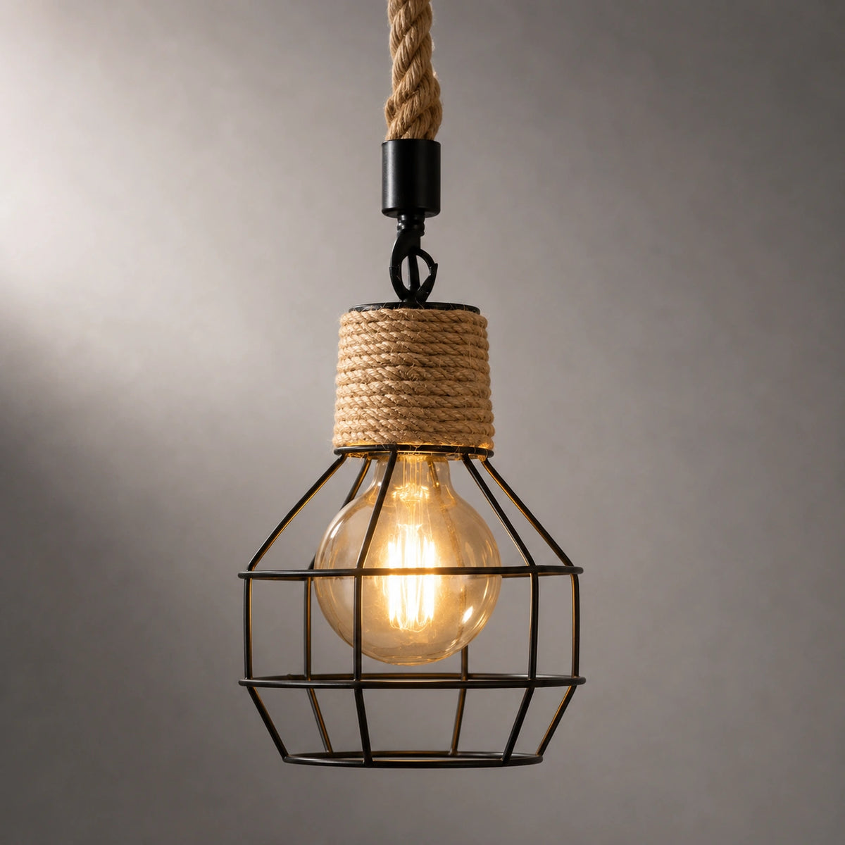 Suspension Bois & Corde Vintage Industriel