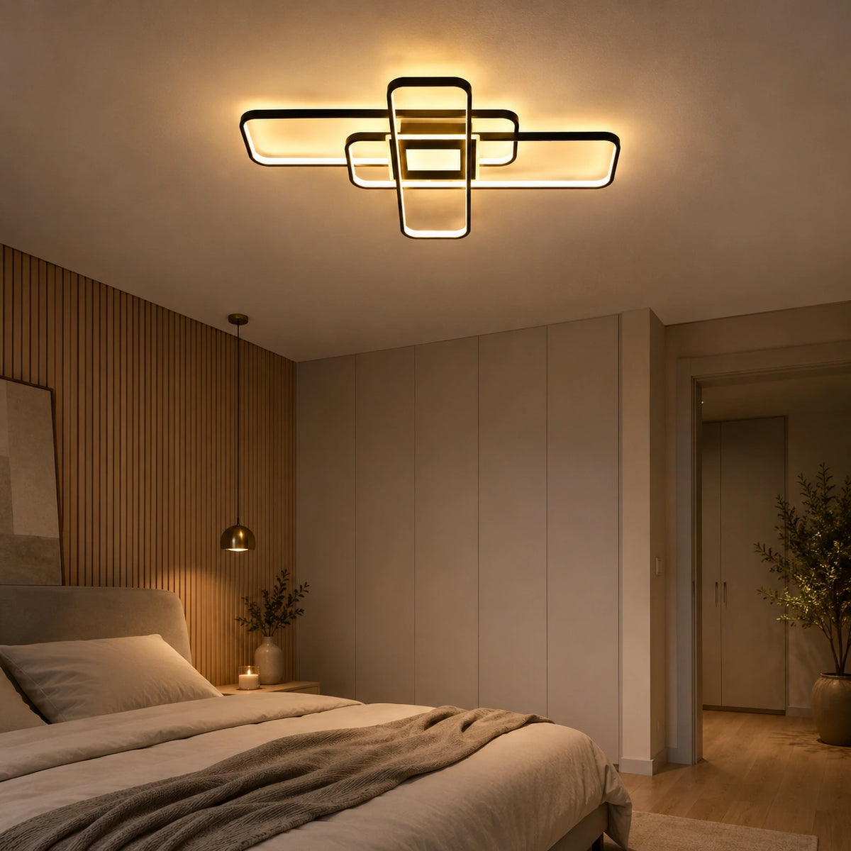 Plafonnier LED Moderne Carré en Aluminium | Intensité Variable