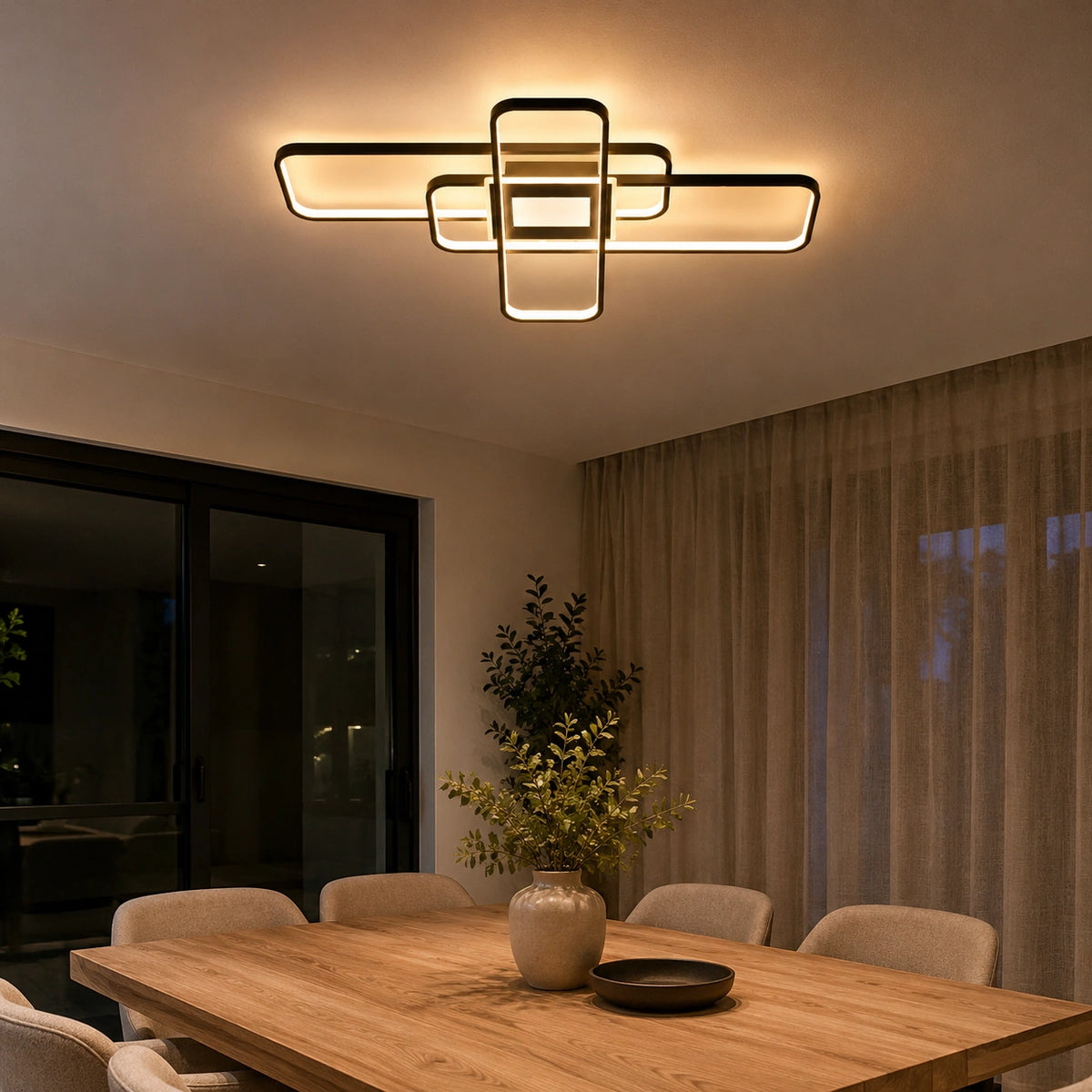 Plafonnier LED Moderne Carré en Aluminium | Intensité Variable