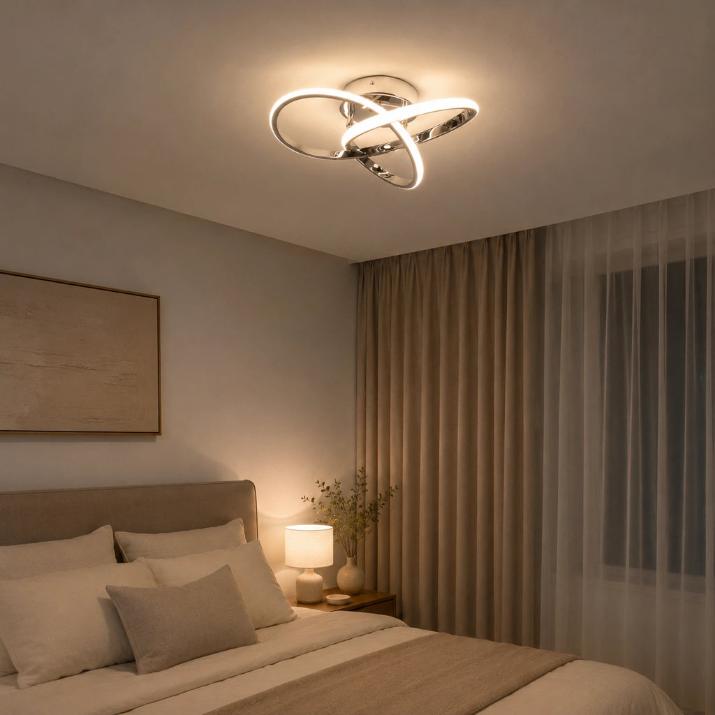 Plafonnier LED | Trèfle Argent Élégant