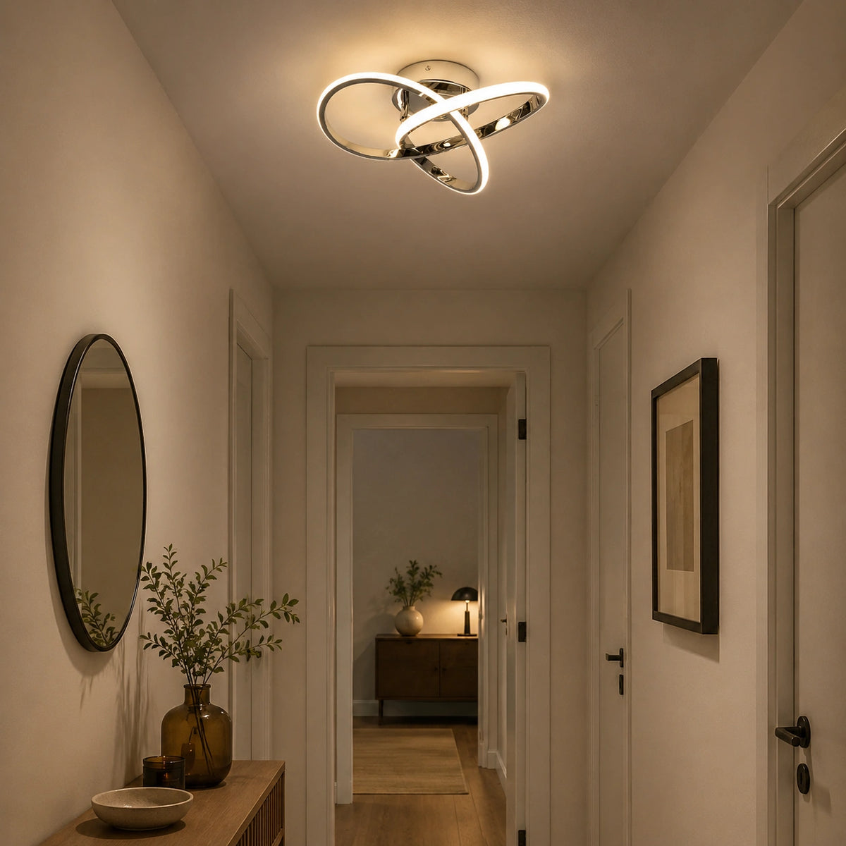 Plafonnier LED | Trèfle Argent Élégant