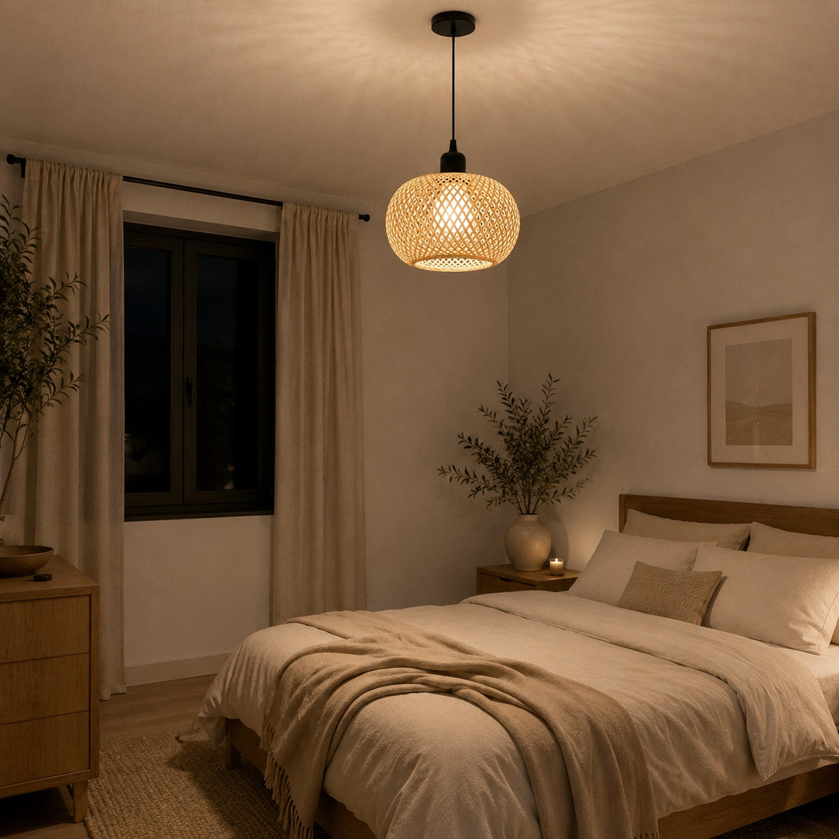 suspension bambou – lampe suspendue rotin artisanale