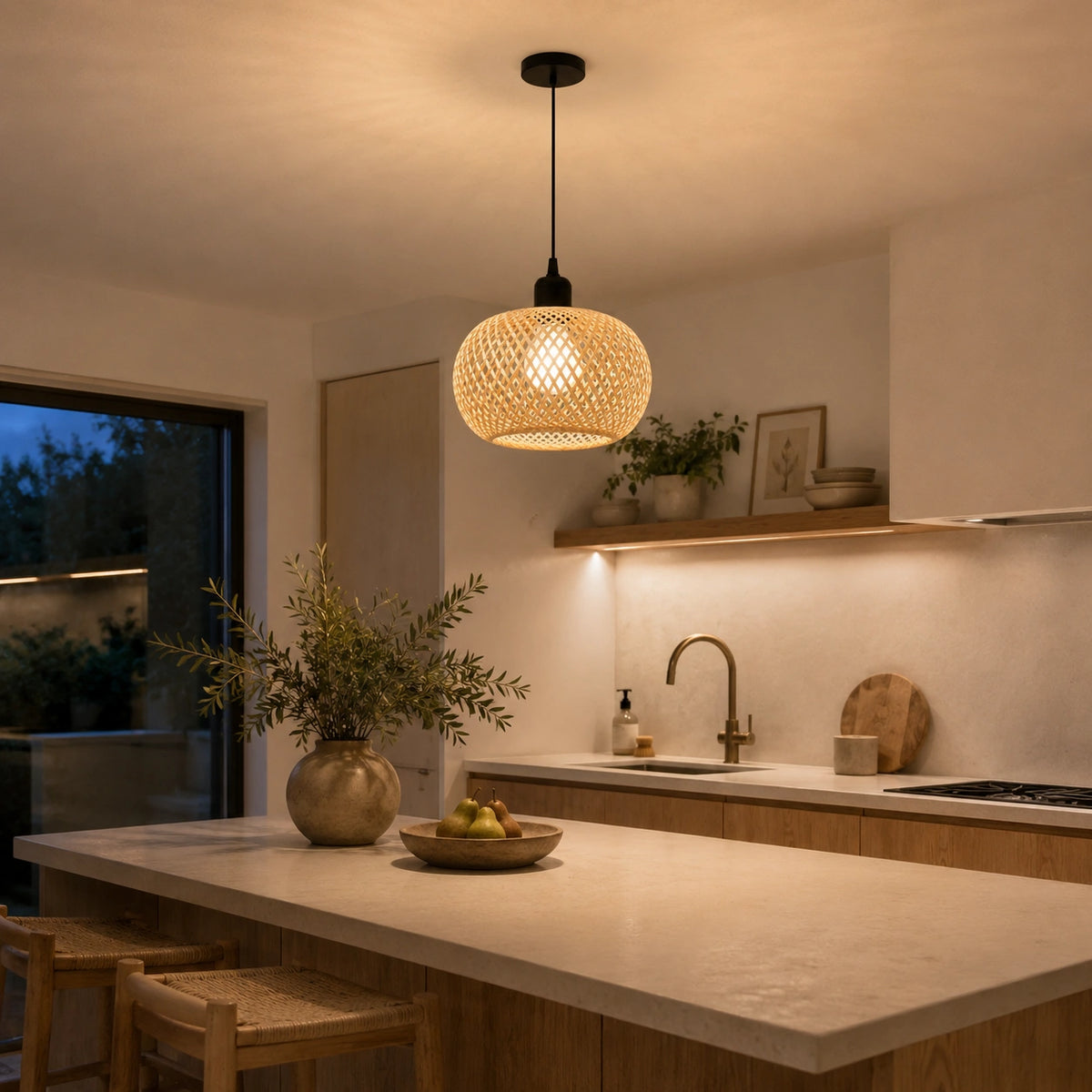 suspension bambou – lampe suspendue rotin artisanale